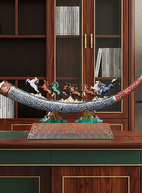 全黄铜象牙雄风八骏马摆件高档客厅玄关大厅装饰高端大气乔迁贺礼