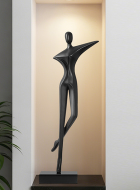 意式极简艺术人物雕塑竖高摆件客厅玄关壁龛轻奢细长高级感工艺礼
