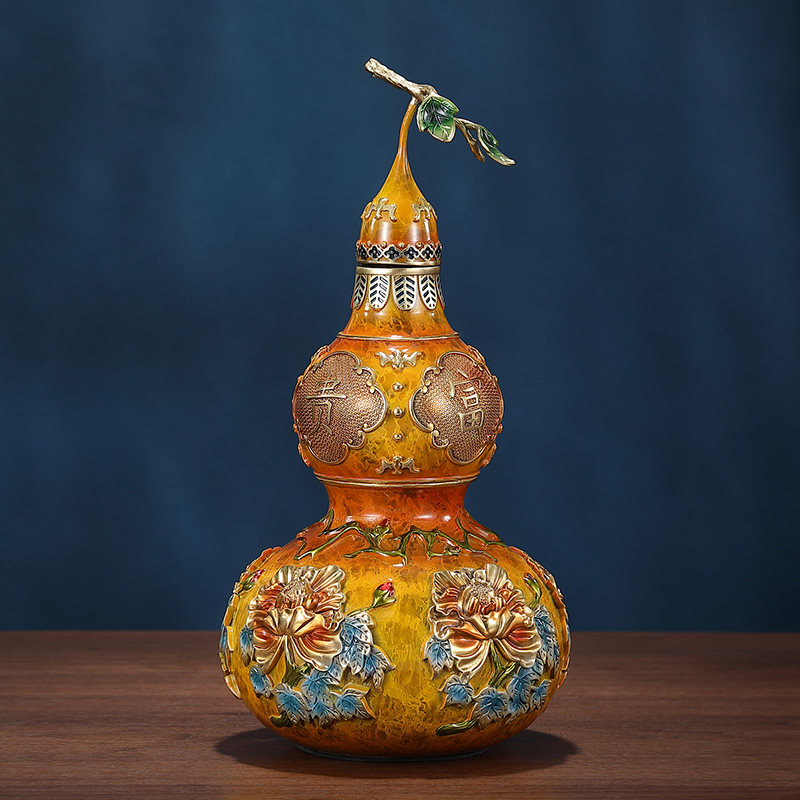 富贵吉祥黄铜葫芦摆件家居客厅酒柜中堂玄关装饰品乔迁开业礼品,家居饰品,装饰摆件,淘宝优惠券,粉丝福利购,淘宝优惠卷