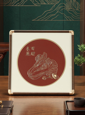百财来聚手工铜雕画万里长城风景装饰画相框摆件客厅中式桌面礼品