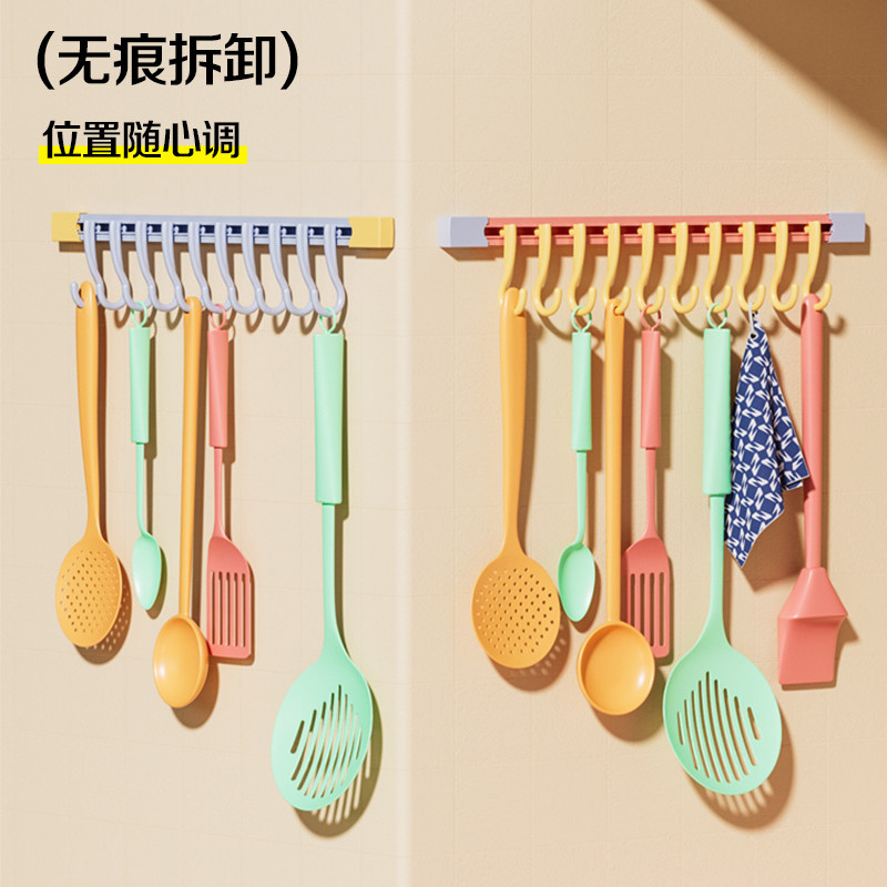 厨房滑轨挂钩免打孔强力承重贴墙壁挂架多功能收纳挂勾挂壁置物架