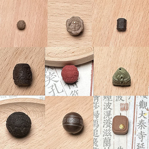 古法合香珠雕刻镶配饰diy手串配珠配件手工文玩散珠国风配饰吊坠