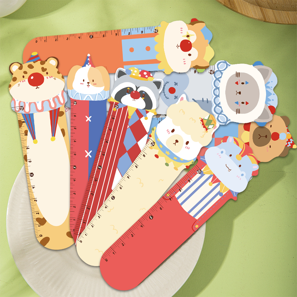 标尺书签奇妙马戏团儿童小学生用创意卡通可爱小动物纸质直尺卡片