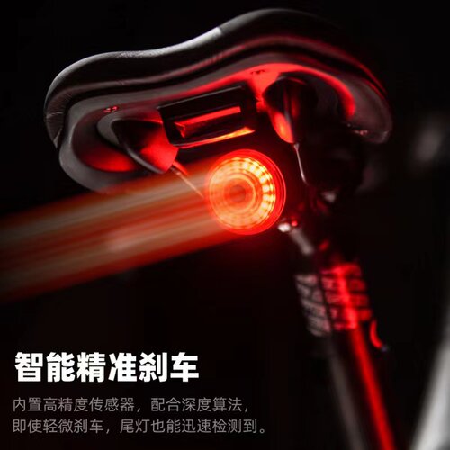 Enlee自行车尾灯智能感应刹车灯山地公路车夜骑灯超长待机警示灯