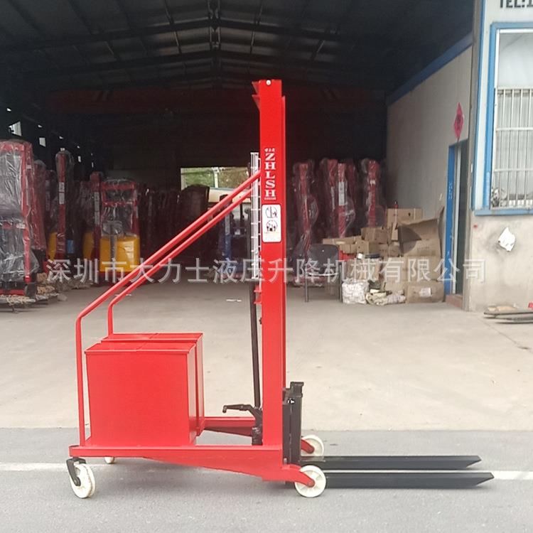 配重式手动堆高车0.5吨无前腿液压升降装卸车1吨无腿电动升高车