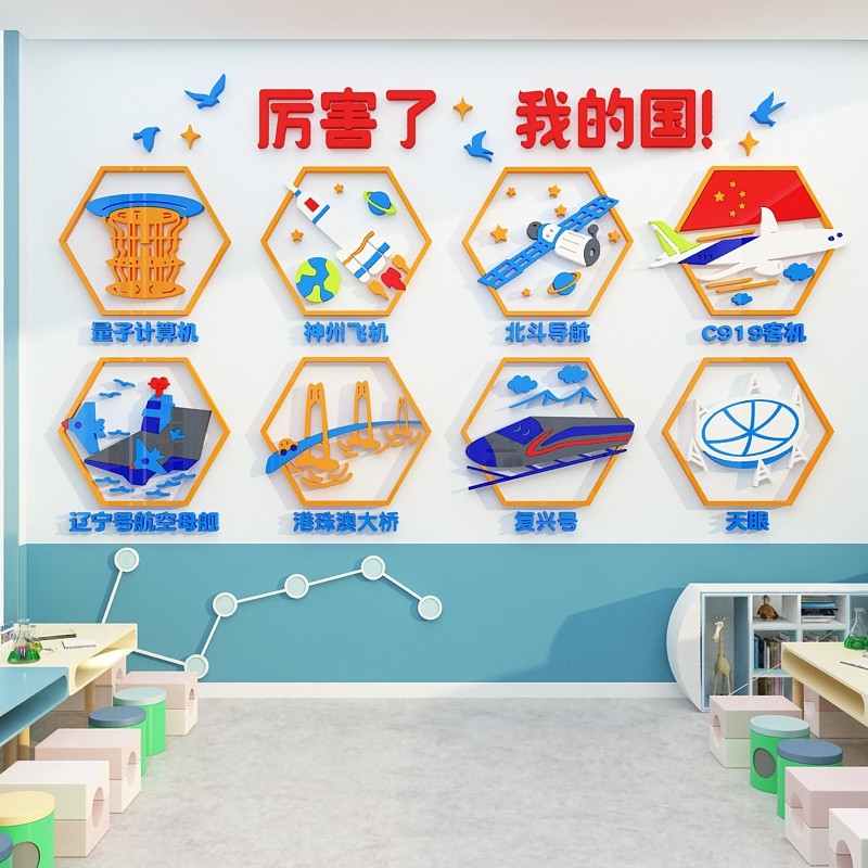幼儿园墙面装饰文化环创布置材料成品厉害了我的国航天科技主题区