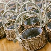 蕾丝迷你花瓣篮子编织藤编公主你花艺插花花童手提婚礼撒花花篮