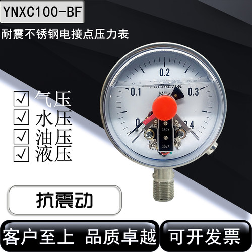 耐震不锈钢电接点压力表充油氨用高温蒸汽抗震YNXC100-BF上海名沃