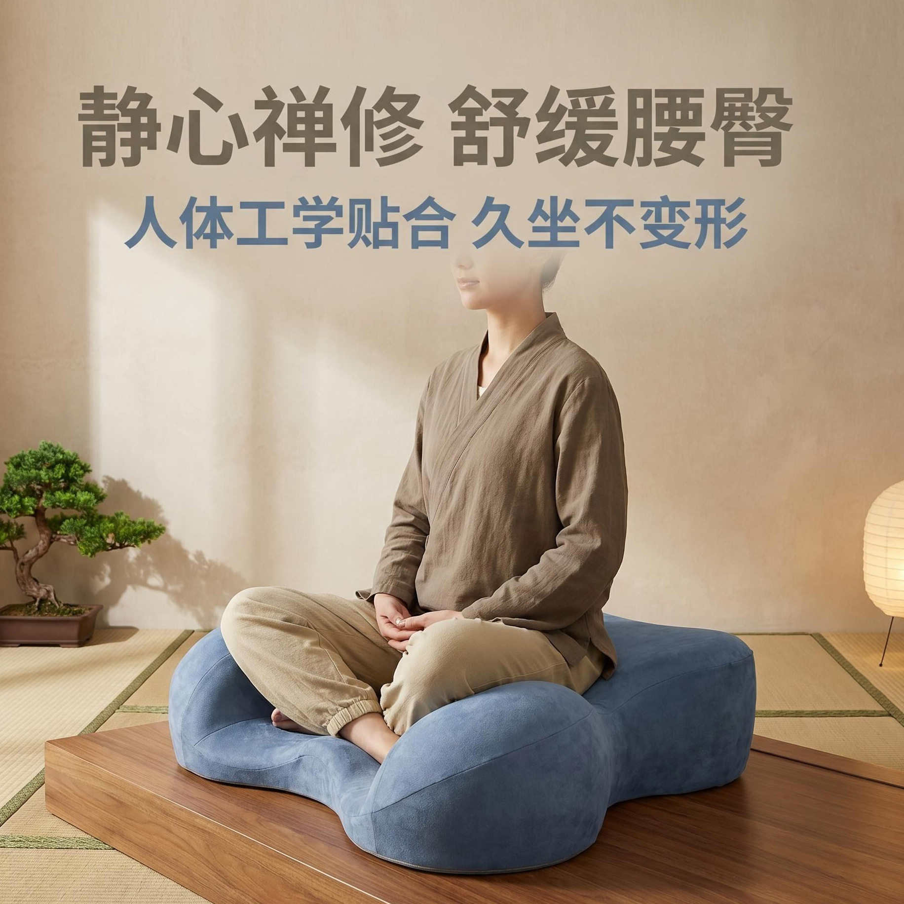 心冥想瑜伽打坐垫禅修打坐专用垫静坐散盘双盘飘窗榻榻米记忆棉垫