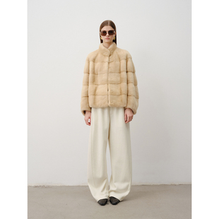 北欧传奇丨暮韵貂  小立领进口皇冠天鹅绒级水貂皮草外套横排整貂