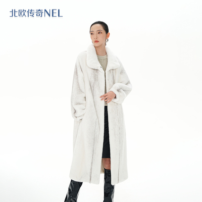 北欧传奇【泛美三千里】长款进口紫标银十字水貂外套女整貂皮草