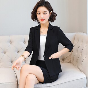 西服女 女装 中袖 西装 套装 极速春夏季 薄款 职业装 女20w25新款 七分袖