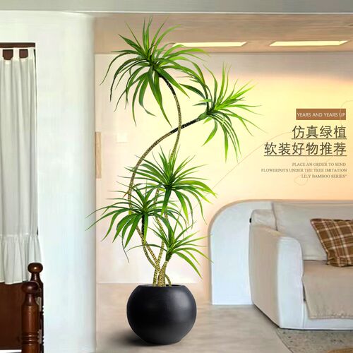 新品轻奢客厅仿真绿植龙血u树龙舌兰假树植物盆栽室内装饰落地盆