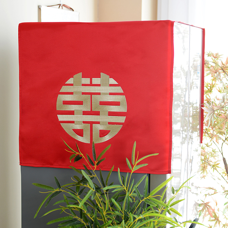 极速结婚冰箱盖布红色对开门单双开门冰箱防尘罩S多用盖巾洗衣机