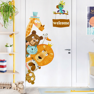 新品 饰门贴自粘卡通y墙贴衣柜房门贴纸温馨墙壁贴画遮 儿童房间装