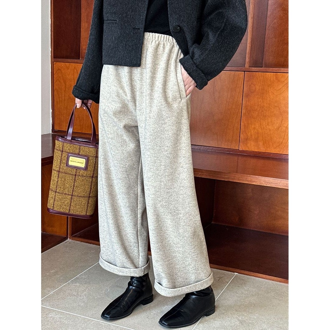 鹿西 韩版秋冬仿羊绒奶奶裤九分阔腿裤松紧腰羊毛呢子裤子女1970,女装/女士精品,卫裤,淘宝优惠券,粉丝福利购,淘宝优惠卷