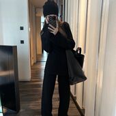 内搭外穿简约休闲长裤 韩版 复古针织上衣2025秋冬新款 两件套潮