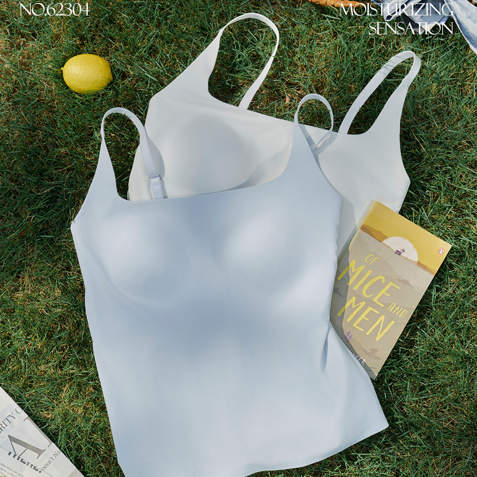 奥丝曼娜无痕美背吊带背心女士一体式带胸垫免穿内衣外穿内搭上衣