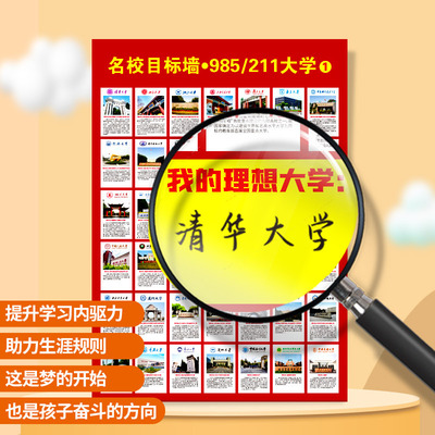 名校目标墙海报贴墙全国重点大学985/211我的大学梦墙贴我的理想