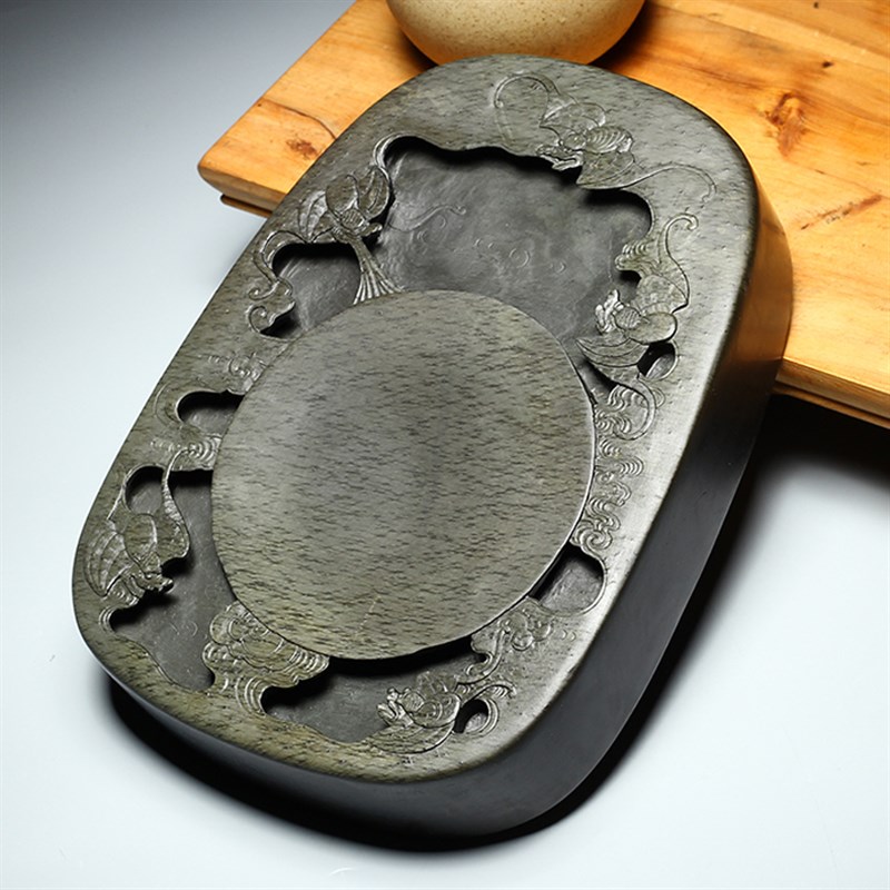 孤品老坑精品原石砚台/五福迎祥瑞/天然籽料歙砚文房P礼书法收藏