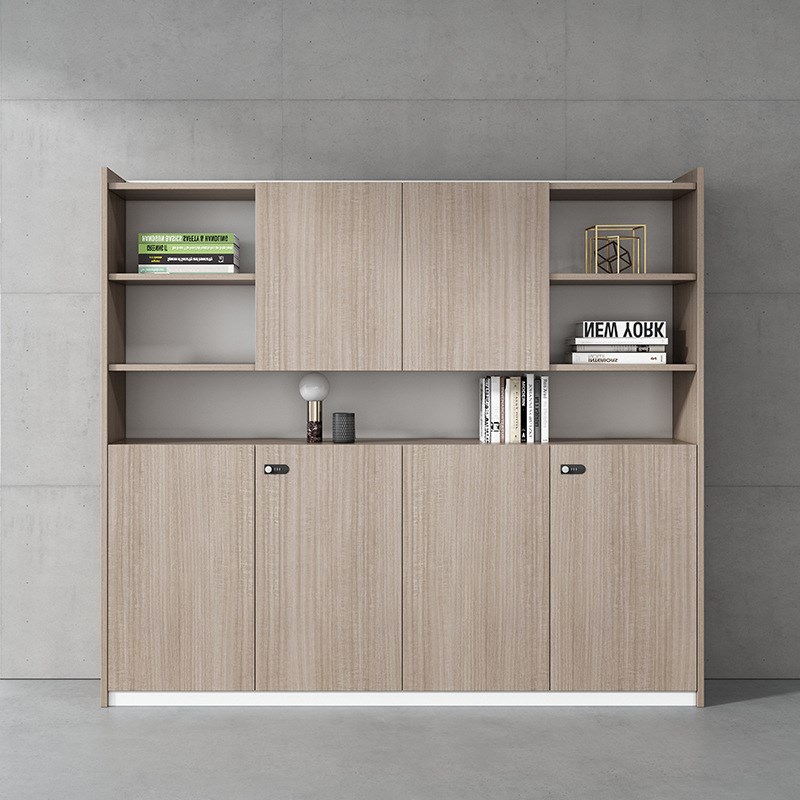 办公室家具经理i带锁板式木质文件柜书柜储物柜落地靠墙展示背景