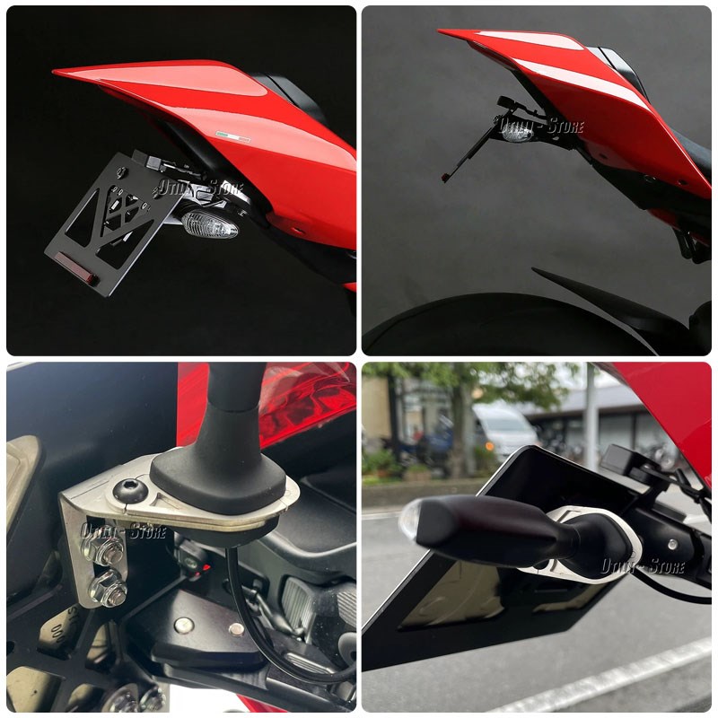 适用于杜卡迪V2i/V4街霸V2/V4改装短尾牌照架铝合金竞技尾翼车牌