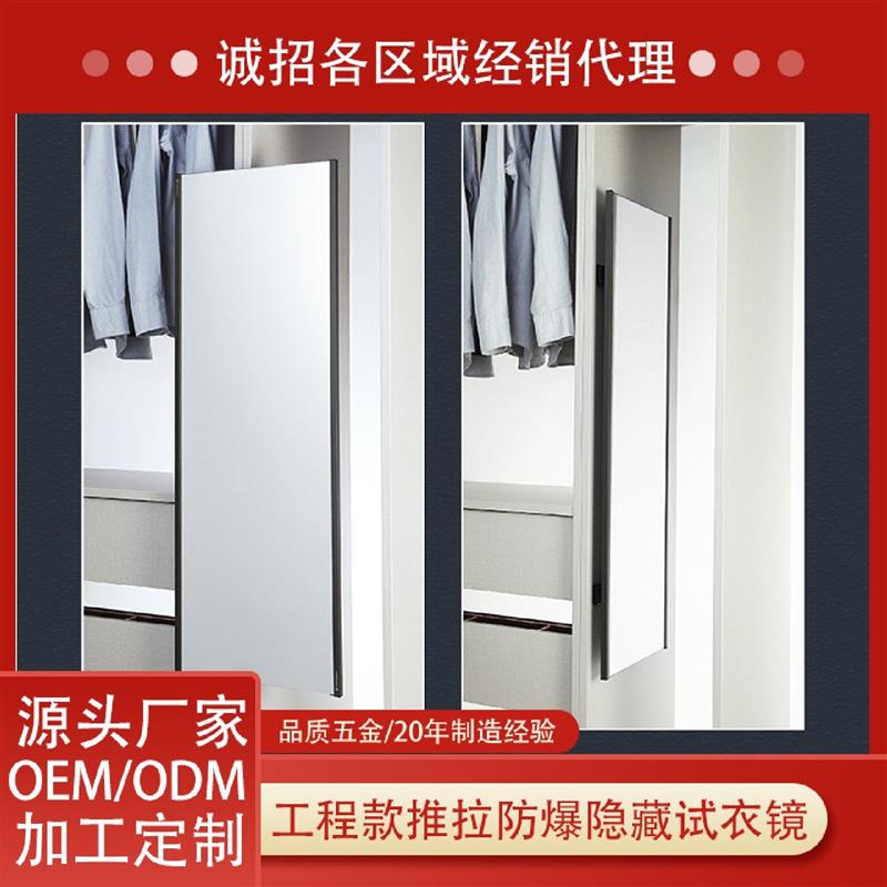 Unihopper库博加工定制衣帽间隐藏穿衣镜超薄全身镜时尚推拉镜
