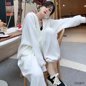 抖音热卖连帽卫衣套装女2023年新款刺绣韩版宽松时尚设计感两件套