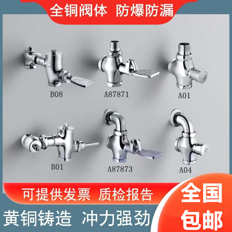 全铜脚踏蹲便器冲水阀大便池脚踩延时阀箭牌适配A04/A87871/3/B08