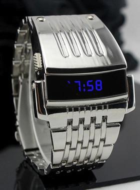 Fashion Display Wide Stainless Steel and en Digital Wrist