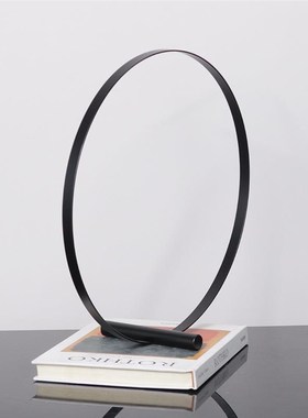 北欧轻奢Z01019-2形t属圆圈件桌面饰创意设计摆金件展厅桌面黑金