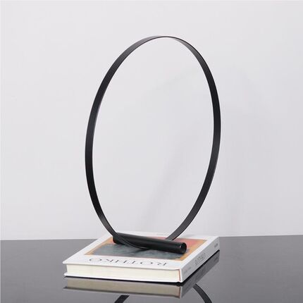 北欧轻奢Z01019-2形t属圆圈件桌面饰创意设计摆金件展厅桌面黑金