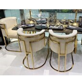 轻奢不锈钢吧台椅现代p简约酒吧椅高脚凳家用靠背高椅子餐椅网红