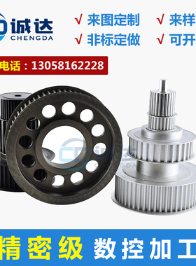 同步轮H24齿/H25齿/H26齿 BF带台阶 45#钢P带轮 皮带轮定做 梯形