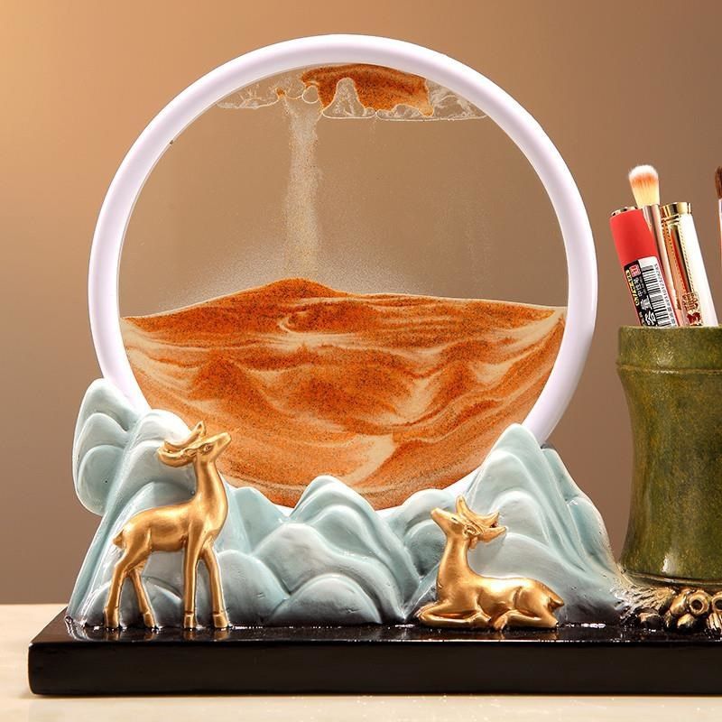 流沙画沙漏笔筒学生办公室书房文具H收纳现代时尚摆件送礼装饰,家居饰品,装饰摆件,淘宝优惠券,粉丝福利购,淘宝优惠卷