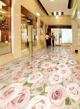 European Styjle Jade Reliefs Plants Flowers 3D Floor Tiles W