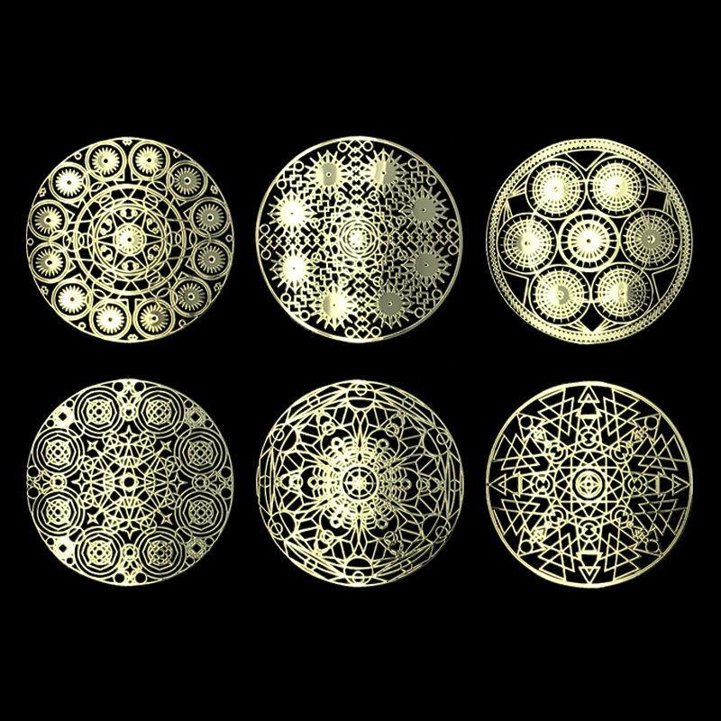 个性创意曼陀罗圆形花纹几何图案金属贴纸后壳背贴笔记本装饰
