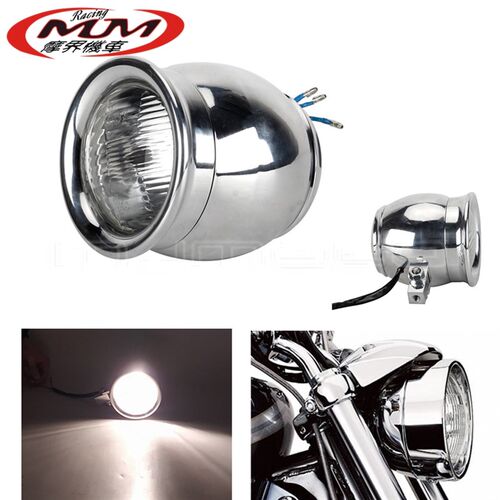 适用哈雷摩托车Scrambler vBobber Chopper镀铬透明玻璃前大灯头