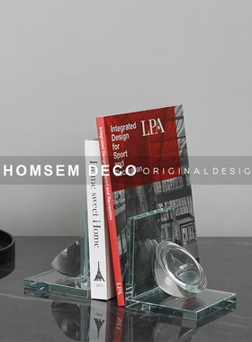 简约现代几何水晶书档摆件软装饰品家居书房台面书靠样Y板房间书