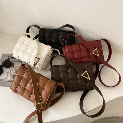 Luxury Women Bags Weave Flap Bags Square CrossbodUy Bag 2020