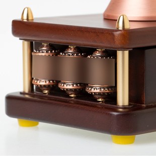 藏式手摇转轮底座实木莲花座家用摆E件可转动转桶筒莲花底座圆善