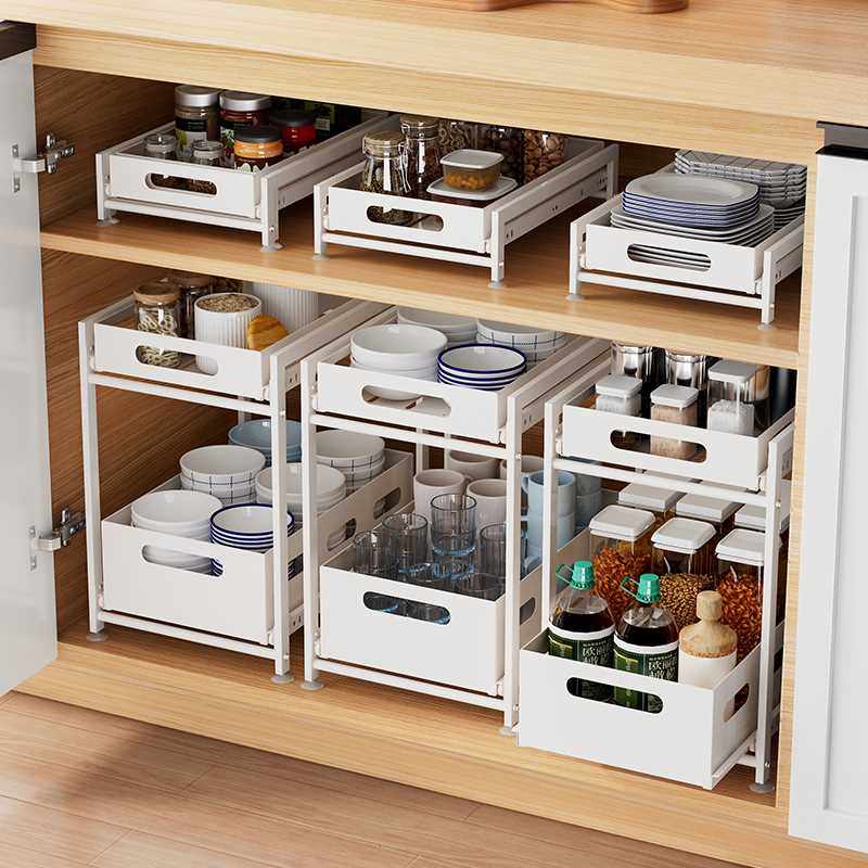 极速厨房下水槽置物架台面分层抽拉式双层抽屉架T家用橱柜下储物,厨房/烹饪用具,厨房置物架/置物柜/角架,淘宝优惠券,粉丝福利购,淘宝优惠卷