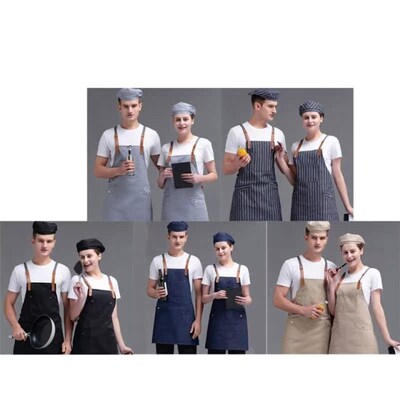 2022 New Chef Apmron Hat Set Adult Kitchen Apron with Pocket
