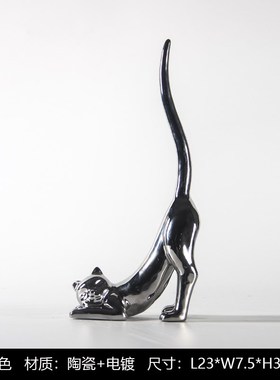 现代简约创意陶瓷猫摆件儿童房样板间售J楼处客厅玄关软装饰品摆