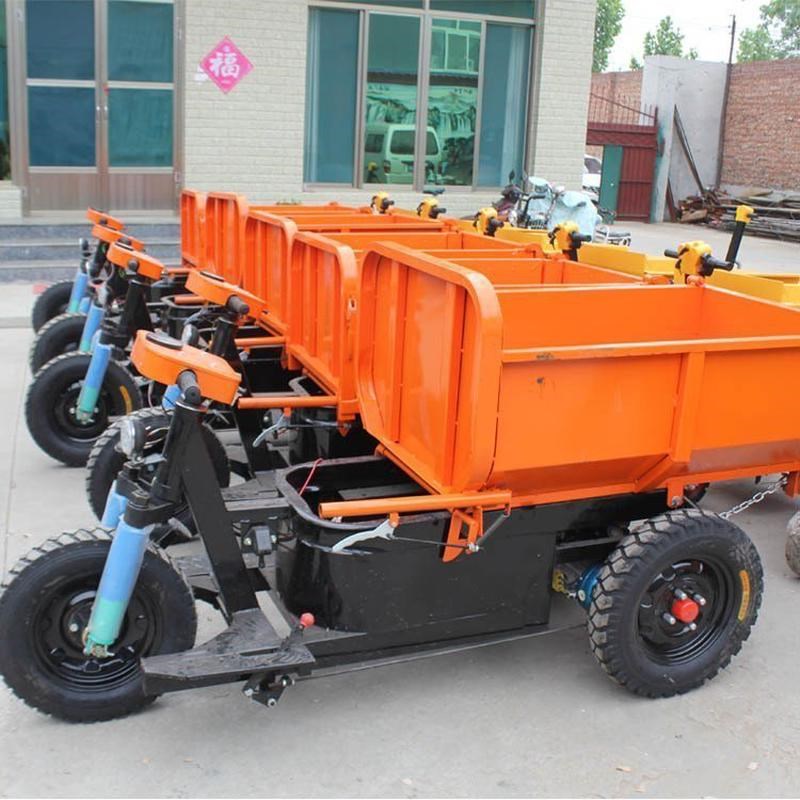 工程三轮车灰斗车 电动手推斜斗EU型斗建筑工地自卸翻斗车