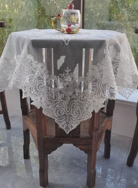 9WOR新款欧式k蕾丝绣花圆桌白色正方形桌布空调防尘盖巾电视防尘