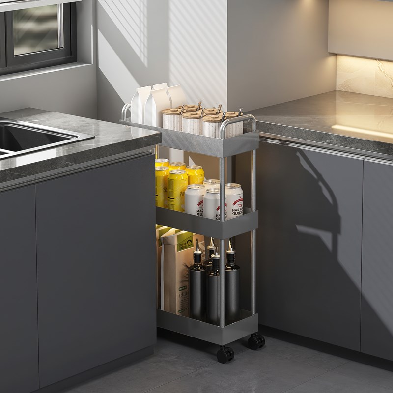 碳钢厨房夹缝h置物架极窄缝隙收纳架E洗衣机冰箱缝隙架小推车储物