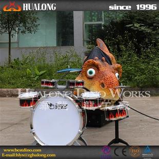 卡通大眼霸王龙恐龙机械模型制作厂家大唐不夜城中庭引流摆件