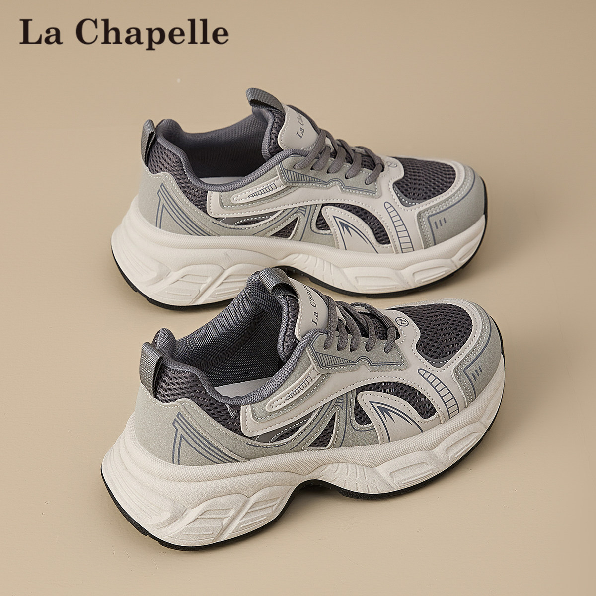 拉夏贝尔厚底老爹鞋女2026春季新款爆款百搭轻便跑步休闲运动鞋子,女鞋,老爹鞋,淘宝优惠券,粉丝福利购,淘宝优惠卷