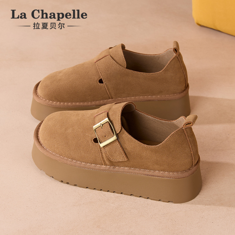 拉夏贝尔复古勃肯鞋女款2025新款秋季百搭厚底休闲软底一脚蹬单鞋